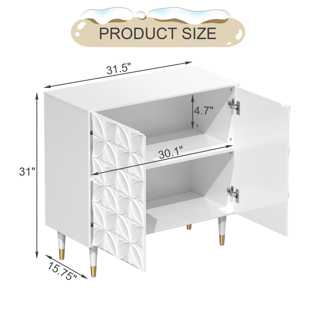Clihome 15.75-in W x 31-in H Mdf White Freestanding Utility Storage Cabinet