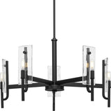 Progress Lighting Rivera 5-Light Matte Black Craftsman Chandelier