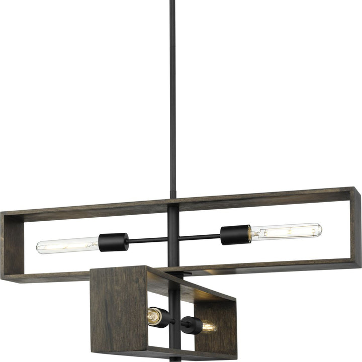 Progress Lighting Boundary 4-Light Matte Black Modern/Contemporary Chandelier
