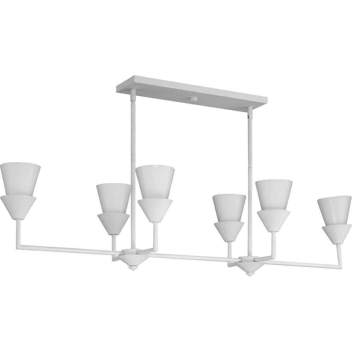 Progress Lighting Pinellas 6-Light White Plaster Modern/Contemporary Opal Glass Linear Large Hanging Kitchen Island Light