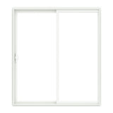 Pella 150 Series 96-in x 80-in x 4-9/16-in Jamb White Vinyl Sliding Universal Double Patio Door with Low-E Argon Glass
