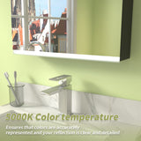 ExBrite Arvona 20-in x 26-in Lighted LED Surface Mount Matte Black Mirrored Medicine Cabinet