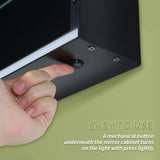 ExBrite Arvona 20-in x 26-in Lighted LED Surface Mount Matte Black Mirrored Medicine Cabinet