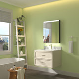ExBrite Arvona 24-in x 30-in Lighted LED Surface Mount Matte Black Mirrored Medicine Cabinet