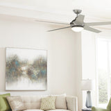 Fanimation Studio Collection Covert 64-in Brushed Nickel LED Indoor/Outdoor Ceiling Fan with Remote (5-Blade)