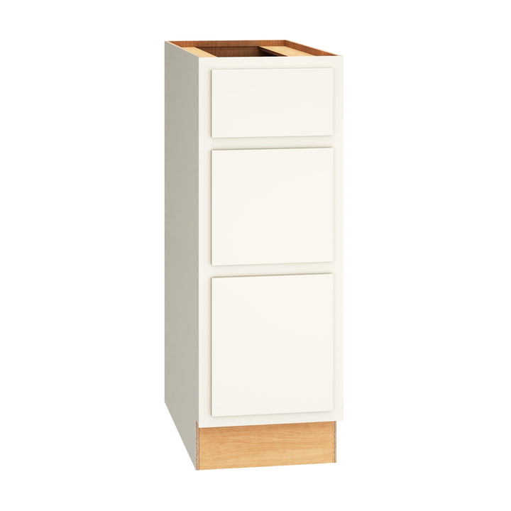 Diamond Express Jamestown 12-in W x 34.5-in H x 24-in D White Partial Overlay 3-Drawer Base Fully Assembled Plywood Cabinet (Recessed Panel Shaker Style)