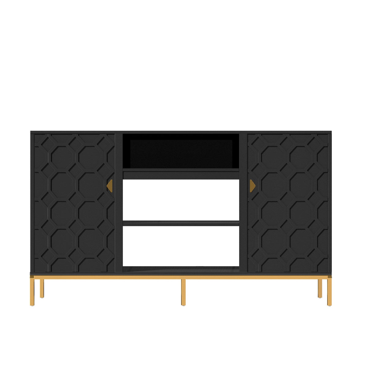 Clihome TV stand with storage Modern/Contemporary Black Tv Cabinet (Accommodates TVs up to 60-in)