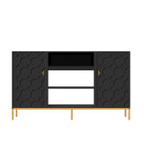 Clihome TV stand with storage Modern/Contemporary Black Tv Cabinet (Accommodates TVs up to 60-in)