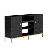 Clihome TV stand with storage Modern/Contemporary Black Tv Cabinet (Accommodates TVs up to 60-in)