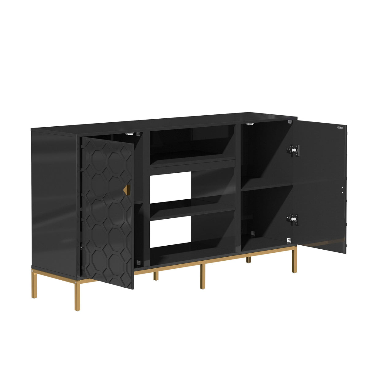 Clihome TV stand with storage Modern/Contemporary Black Tv Cabinet (Accommodates TVs up to 60-in)