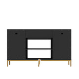 Clihome TV stand with storage Modern/Contemporary Black Tv Cabinet (Accommodates TVs up to 60-in)