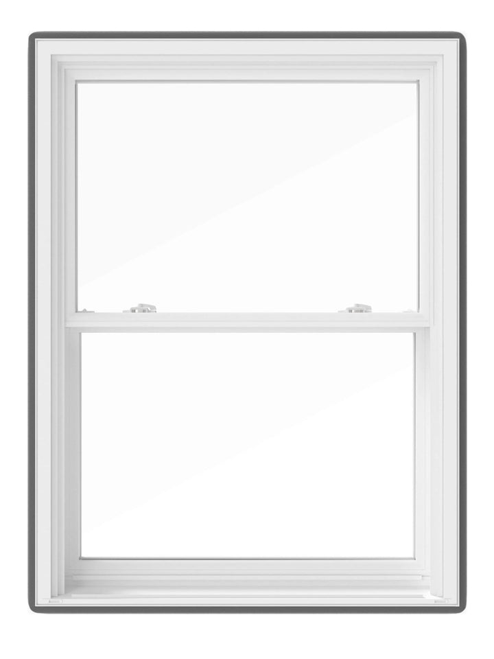Pella 150 Series Replacement 33-1/2-in x 61-1/2-in White Vinyl Low-E Argon Double-Hung Window, Full Screen Included