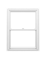 Pella 150 Series New Construction 27-1/2-in x 37-1/2-in White Vinyl Low-E Argon Double-Hung Window with Full Screen