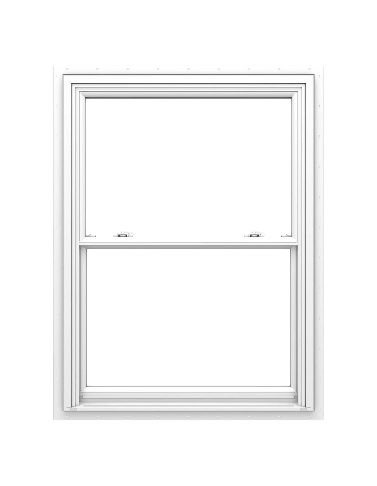 Pella 150 Series New Construction 37-1/2-in x 61-1/2-in White Vinyl Low-E Argon Double-Hung Window, Full Screen Included