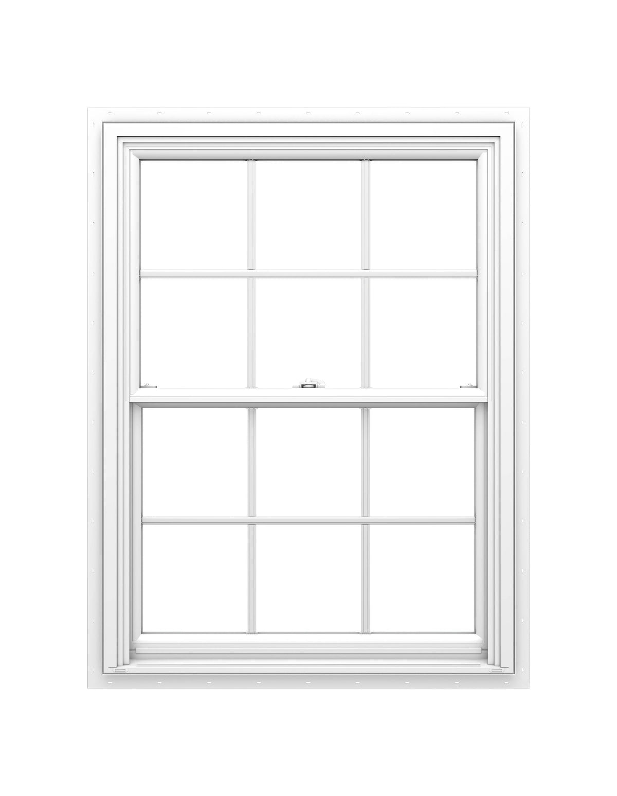 Pella 150 Series New Construction 23-1/2-in x 37-1/2-in White Vinyl Low‑E Argon Double‑Hung Window, Full Screen Included