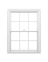 Pella 150 Series New Construction 23-1/2-in x 37-1/2-in White Vinyl Low‑E Argon Double‑Hung Window, Full Screen Included