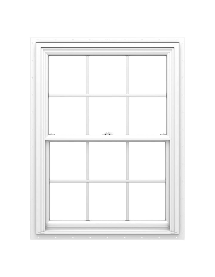 Pella 150 Series New Construction 23-1/2-in x 37-1/2-in White Vinyl Low‑E Argon Double‑Hung Window, Full Screen Included