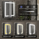 ExBrite 24-in x 30-in Lighted LED Fog Free Surface/Recessed Mount Matte Black Mirrored Soft Close Medicine Cabinet with Outlet