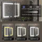 ExBrite 36-in x 30-in Lighted LED Fog Free Surface/Recessed Mount Matte Black Mirrored Soft Close Medicine Cabinet with Outlet