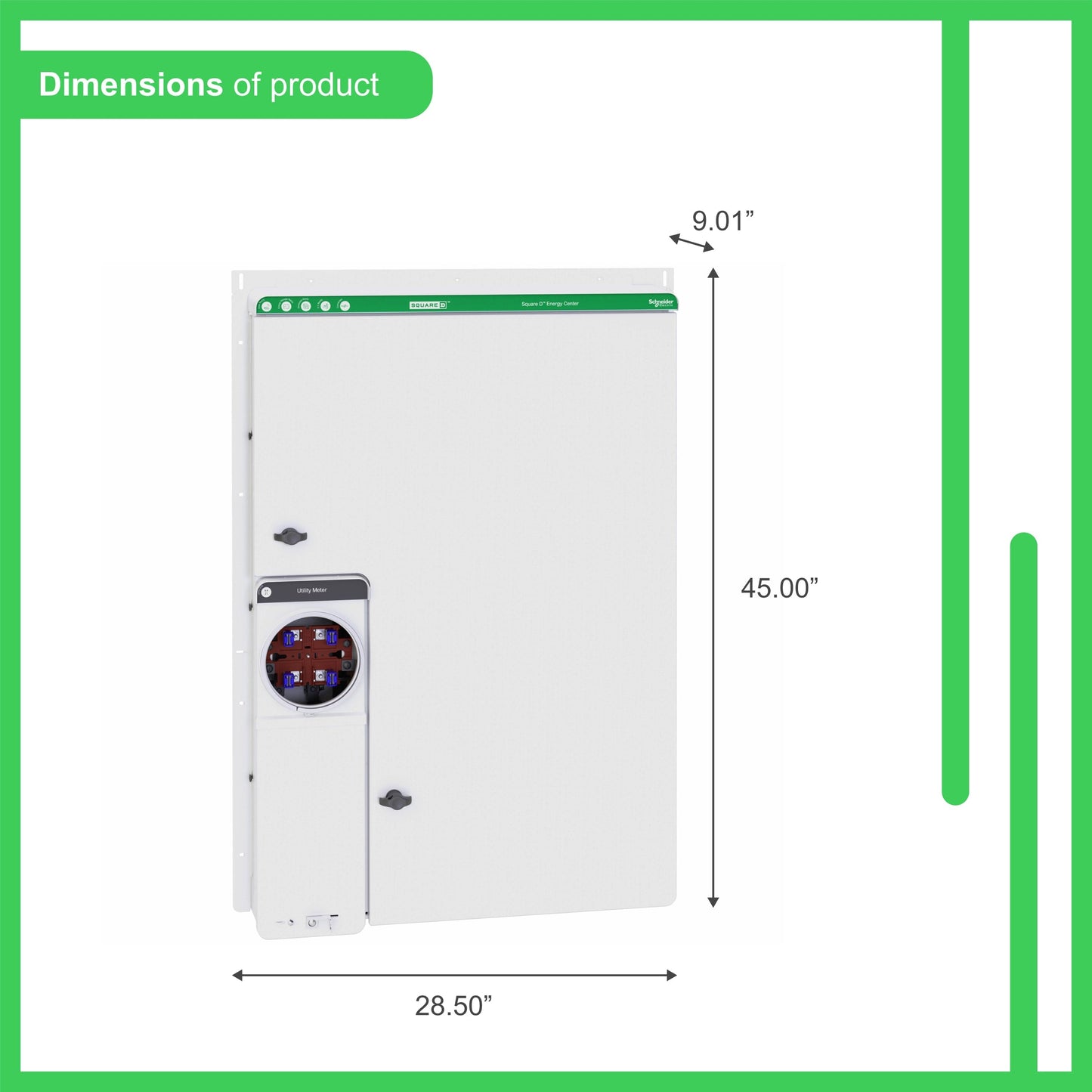 Square D Energy Center 200-Amp 51-space load center - angle view