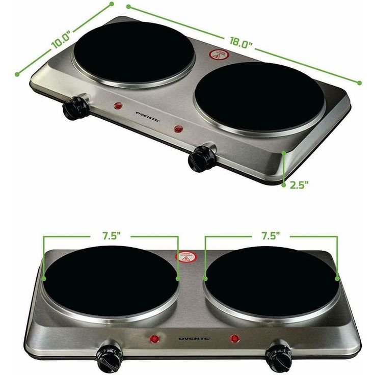 Double Burner 7.5 in. Silver Hot Plate with Temperature Control and Non-Slip Feet