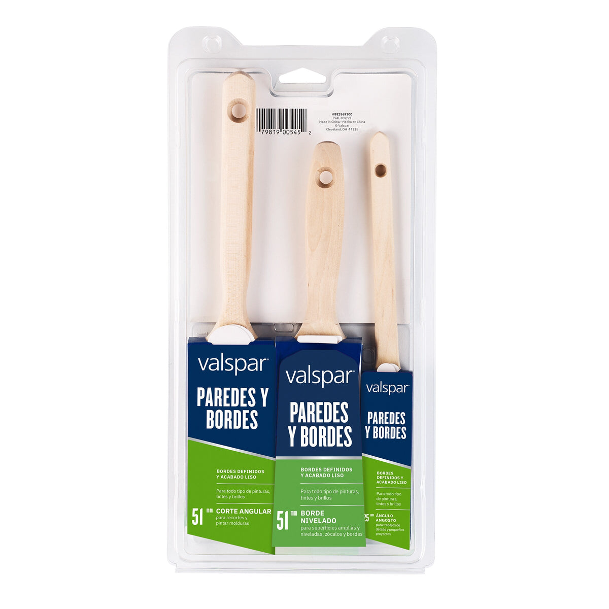 Valspar 3-Pack Polyester Flat and Angle 2-in Paint Brush Set