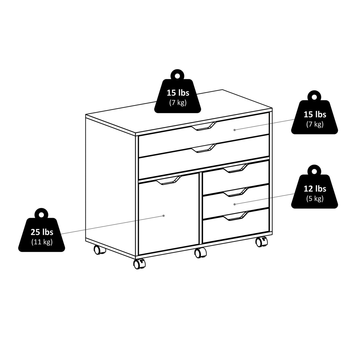 Winsome Wood Halifax Black 5-Drawer 30.71-in File Cabinet