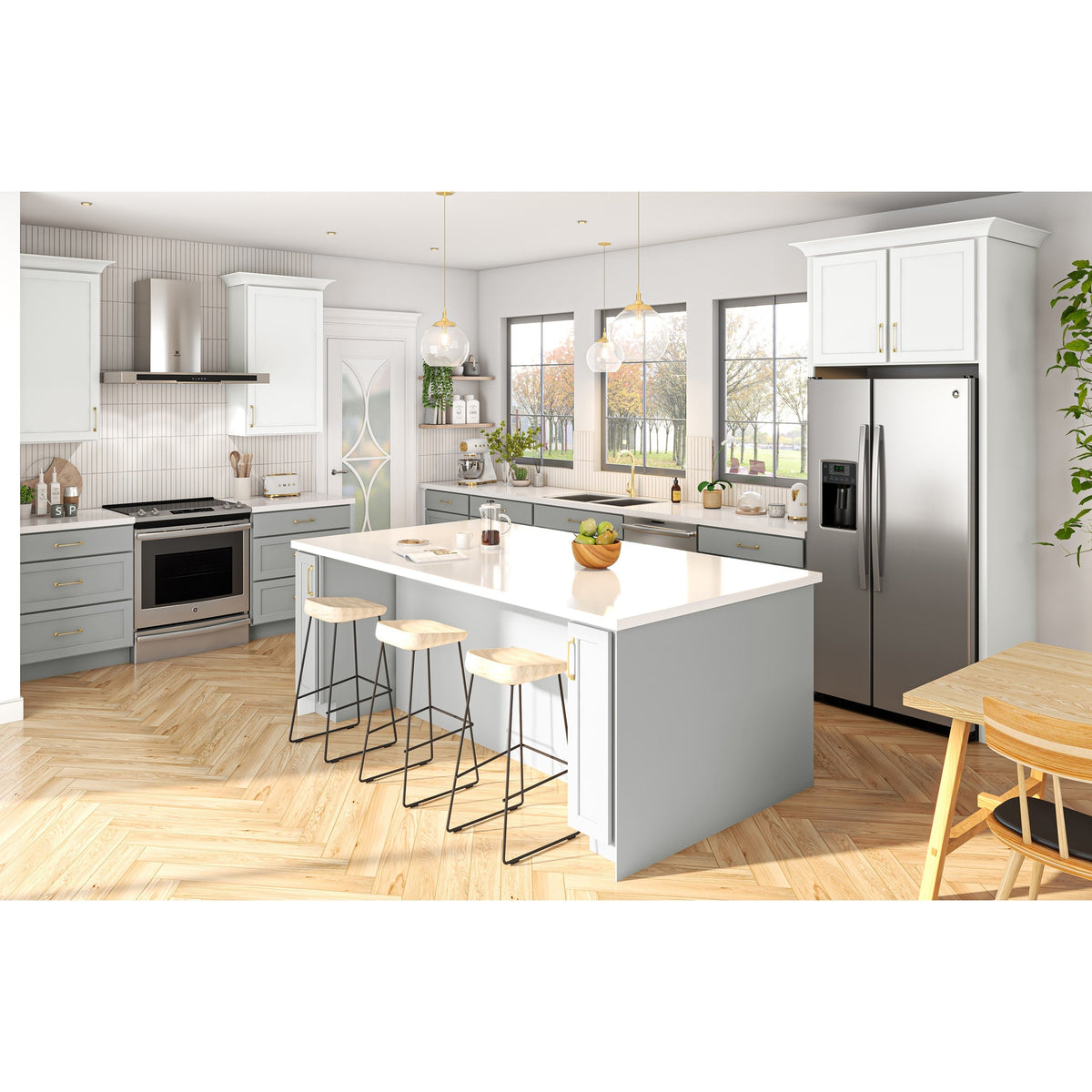 Hugo&Borg PRO Glendale 18-in W x 34.5-in H x 24-in D Pure White 3-Drawer Base Ready To Assemble Plywood Cabinet (Recessed Panel Style)