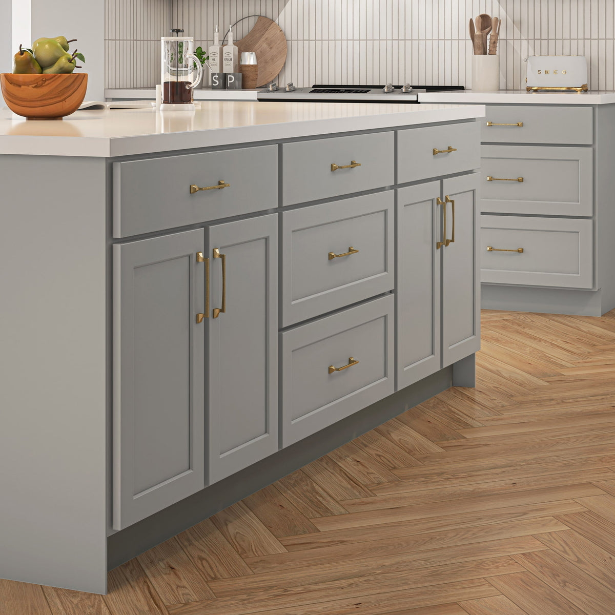 Hugo&Borg PRO Jasper 36-in W x 34.5-in H x 24-in D Whisper Gray 1-Drawer Base Ready To Assemble Plywood Cabinet (Flat Panel Shaker Style)