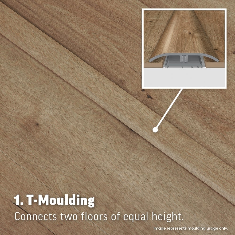 SimpleSolutions Iced Olive Wood 2-in x 78.7-in Vinyl Floor 4-in-1 Multi-Purpose Moulding