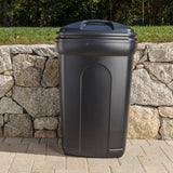 Blue Hawk 45-Gallon Black Plastic Wheeled Trash Can with Lid