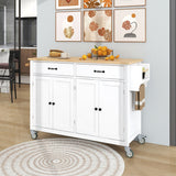 Bybafun White Mdf Base with Wood Top Rolling Kitchen Cart (18.5-in x 54.33-in x 36.22-in)