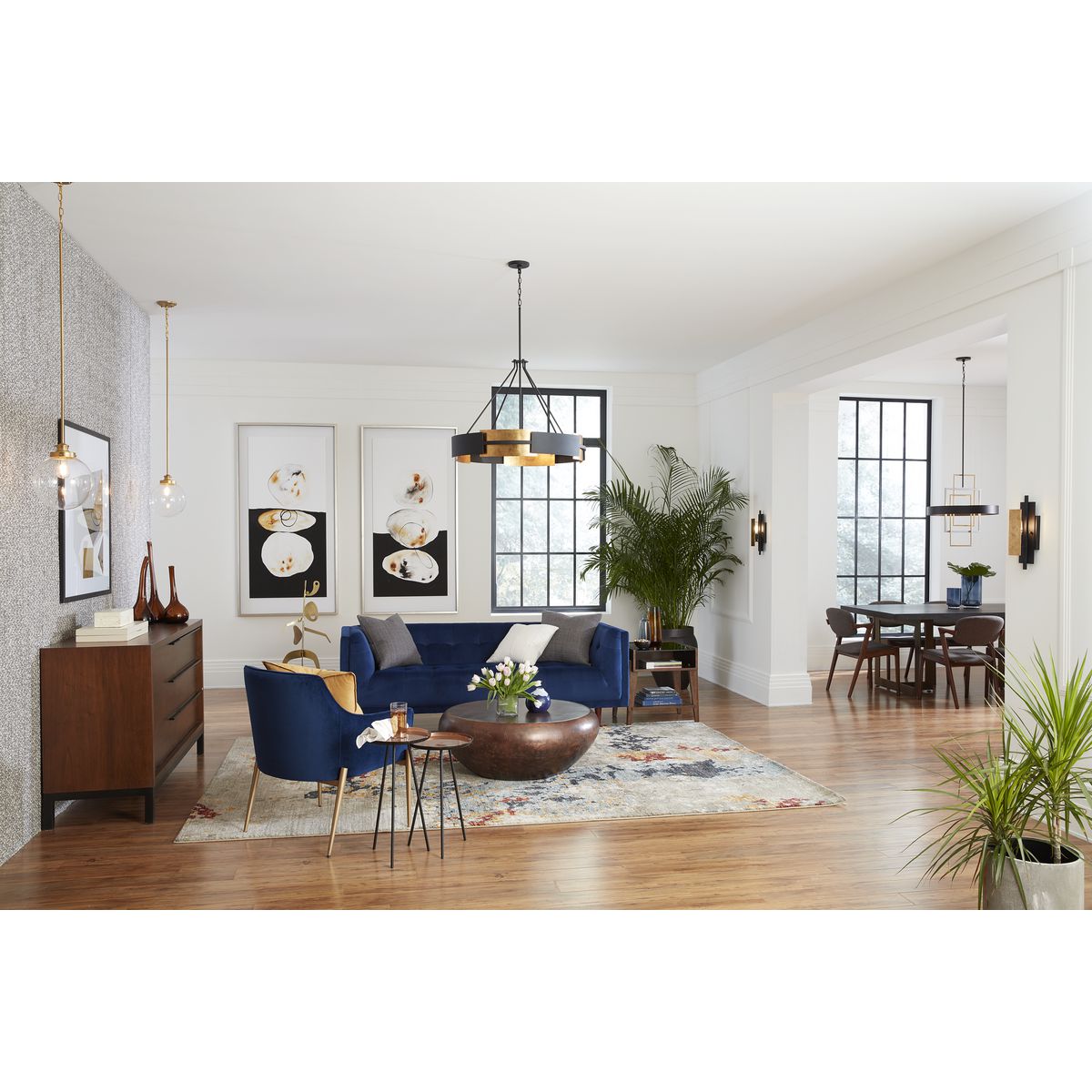 Progress Lighting Adagio 6-Light Black Modern/Contemporary Geometric Large Hanging Pendant Light