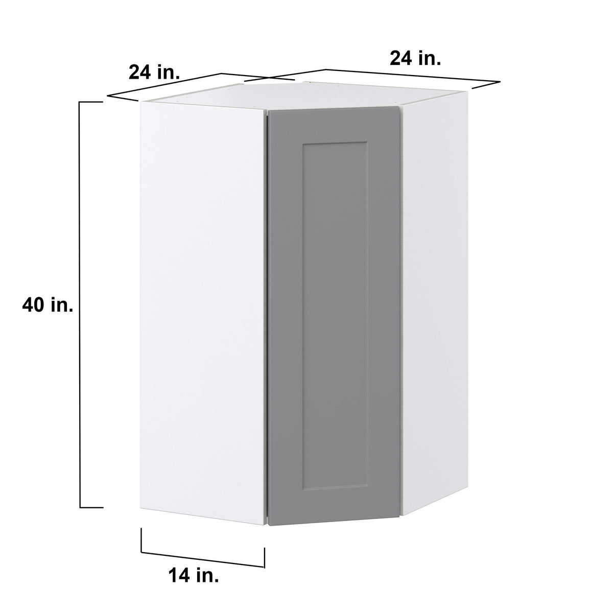 Hugo&Borg Beaumont 24-in W x 40-in H x 14-in D Slate Gray Diagonal Corner Wall Fully Assembled Cabinet (Recessed Panel Shaker Style)