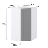 Hugo&Borg Beaumont 24-in W x 40-in H x 14-in D Slate Gray Diagonal Corner Wall Fully Assembled Cabinet (Recessed Panel Shaker Style)