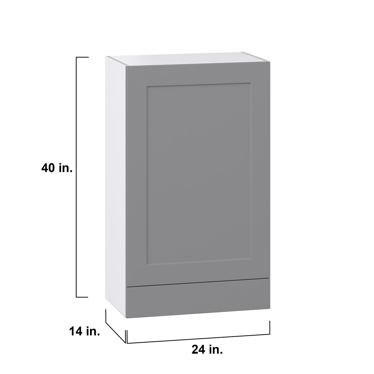 Hugo&Borg Beaumont 24-in W x 40-in H x 14-in D Slate Gray 1-Drawer Wall Fully Assembled Cabinet (Recessed Panel Shaker Style)