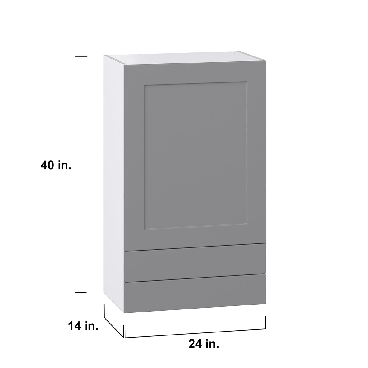 Hugo&Borg Beaumont 24-in W x 40-in H x 14-in D Slate Gray 2-Drawers Wall Fully Assembled Cabinet (Recessed Panel Shaker Style)