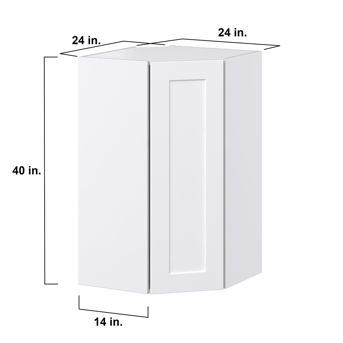 Hugo&Borg Jolie 24-in W x 40-in H x 14-in D Warm White Diagonal Corner Wall Fully Assembled Cabinet (Recessed Panel Shaker Style)