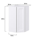 Hugo&Borg Jolie 24-in W x 40-in H x 14-in D Warm White Diagonal Corner Wall Fully Assembled Cabinet (Recessed Panel Shaker Style)