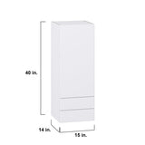 Hugo&Borg Lasalle 15-in W x 40-in H x 14-in D Bright White Slab 2-Drawers Wall Fully Assembled Cabinet (Flat Panel Slab Style)