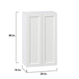 Hugo&Borg Riviera 24-in W x 40-in H x 14-in D Bright White Wall Fully Assembled Cabinet (Recessed Panel Shaker Door Style)