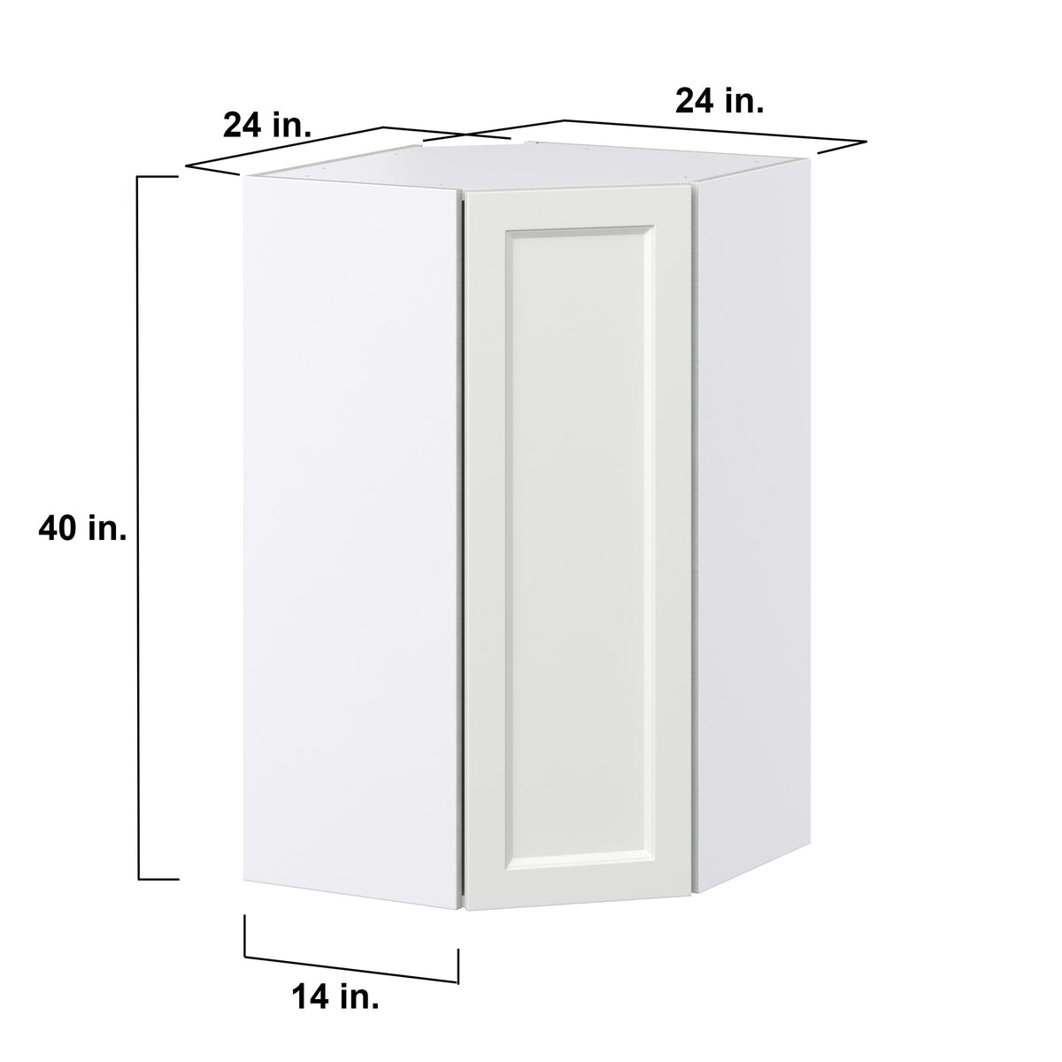 Hugo&Borg Riviera 24-in W x 40-in H x 14-in D Bright White Diagonal Corner Wall Fully Assembled Cabinet (Recessed Panel Shaker Style)