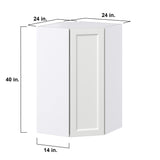 Hugo&Borg Riviera 24-in W x 40-in H x 14-in D Bright White Diagonal Corner Wall Fully Assembled Cabinet (Recessed Panel Shaker Style)