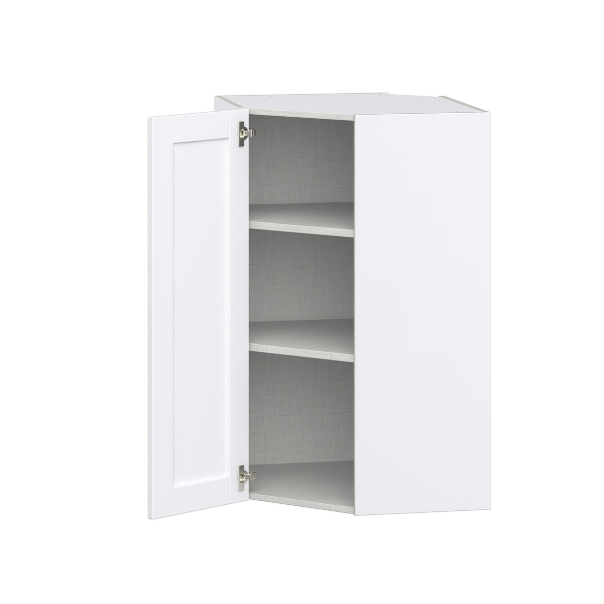 Hugo&Borg Rosemont 24-in W x 40-in H x 14-in D Glacier White Diagonal Corner Wall Fully Assembled Cabinet (Recessed Panel Shaker Style)