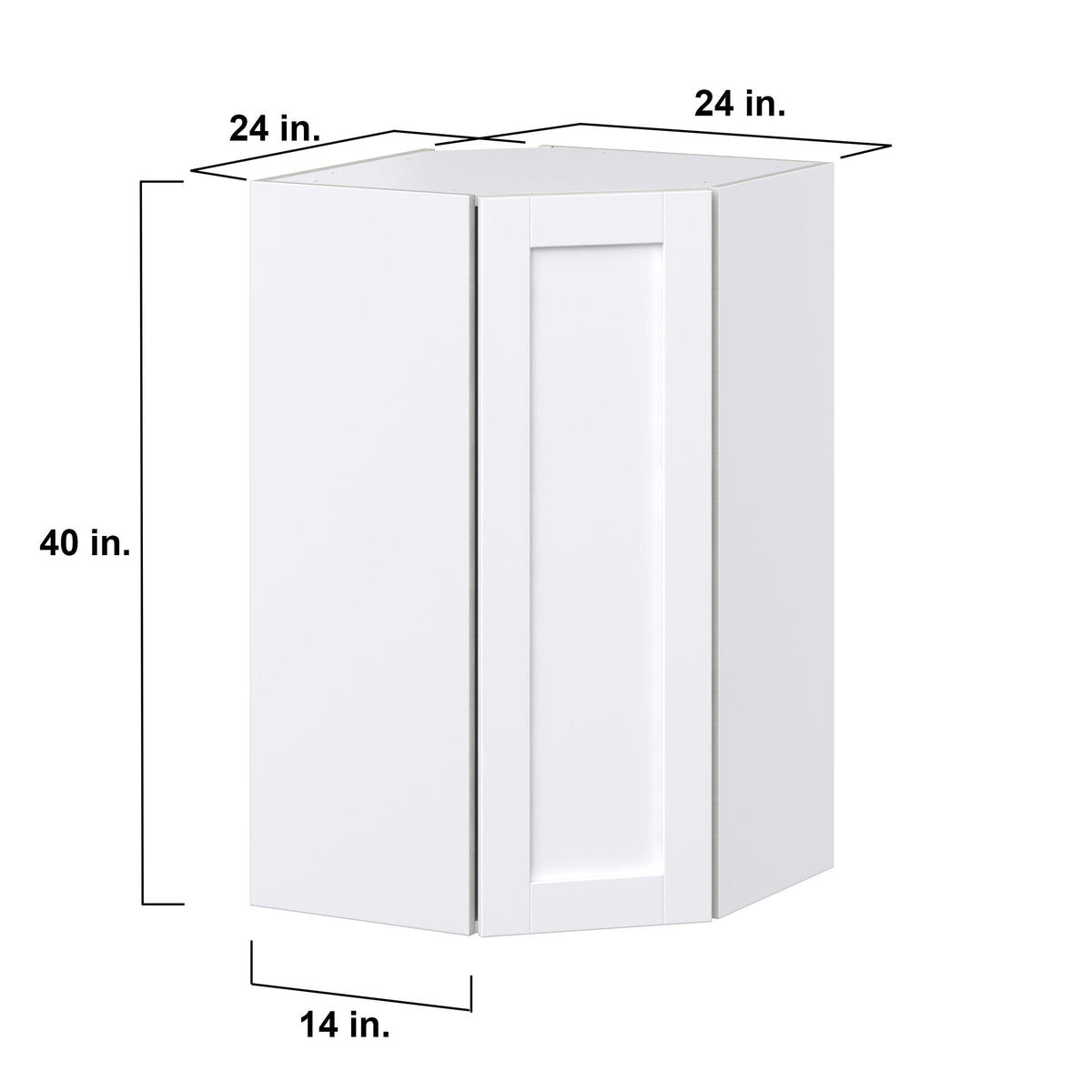 Hugo&Borg Rosemont 24-in W x 40-in H x 14-in D Glacier White Diagonal Corner Wall Fully Assembled Cabinet (Recessed Panel Shaker Style)