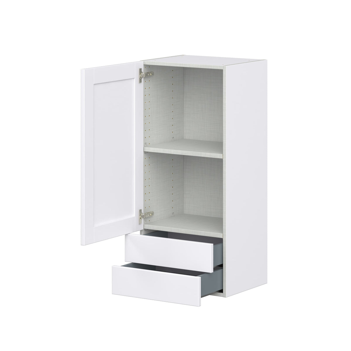 Hugo&Borg Rosemont 18-in W x 40-in H x 14-in D Glacier White 2-Drawers Wall Fully Assembled Cabinet (Recessed Panel Shaker Style)