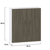 Hugo&Borg Savane 36-in W x 40-in H x 14-in D Textmel Wall Fully Assembled Cabinet (Flat Panel Slab Door Style)