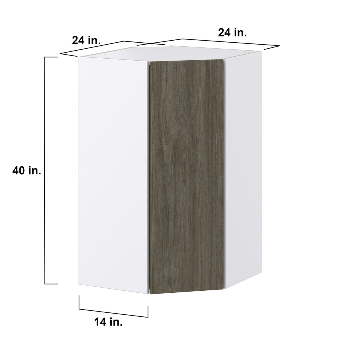 Hugo&Borg Savane 24-in W x 40-in H x 14-in D Textmel Diagonal Corner Wall Fully Assembled Cabinet (Flat Panel Slab Style)