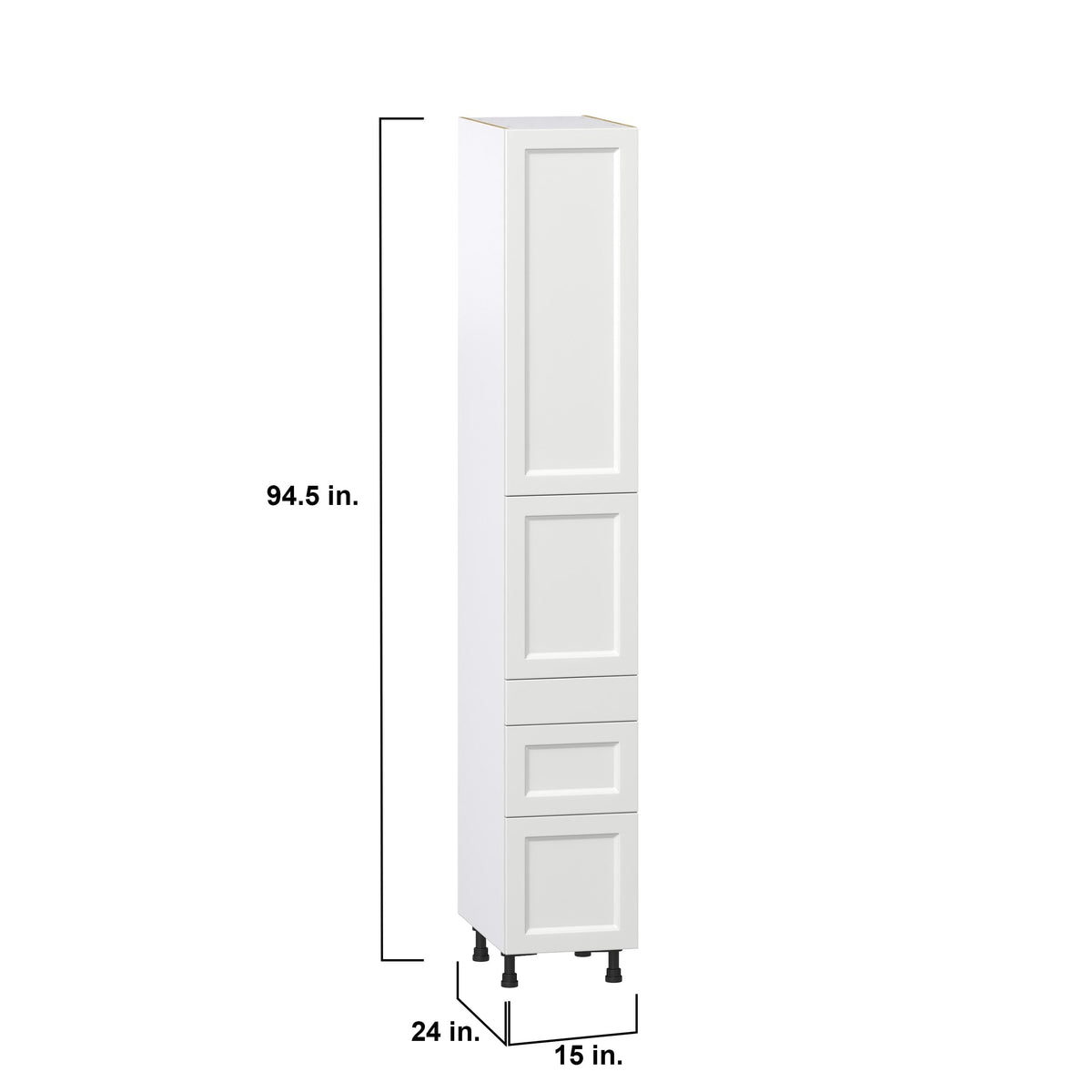 Hugo&Borg Riviera 15-in W x 94.5-in H x 24-in D Bright White 5-Drawers Pantry Fully Assembled Cabinet (Recessed Panel Shaker Style)