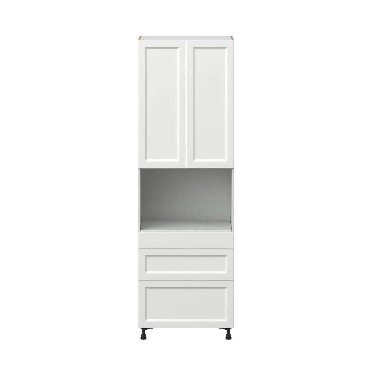 Hugo&Borg Riviera 30-in W x 94.5-in H x 24-in D Bright White 3-Drawers Microwave Pantry Fully Assembled Cabinet (Recessed Panel Shaker Style)